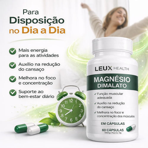 Kit 5x Magnésio Dimalato 550mg – 300 Cápsulas | Custo-Benefício | Melhora do Sono e Saúde Muscular