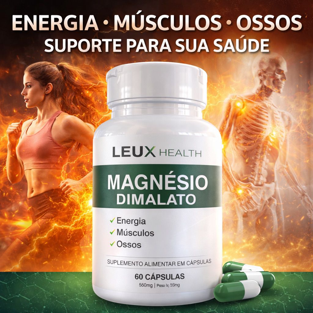 Kit 5x Magnésio Dimalato 550mg – 300 Cápsulas | Custo-Benefício | Melhora do Sono e Saúde Muscular