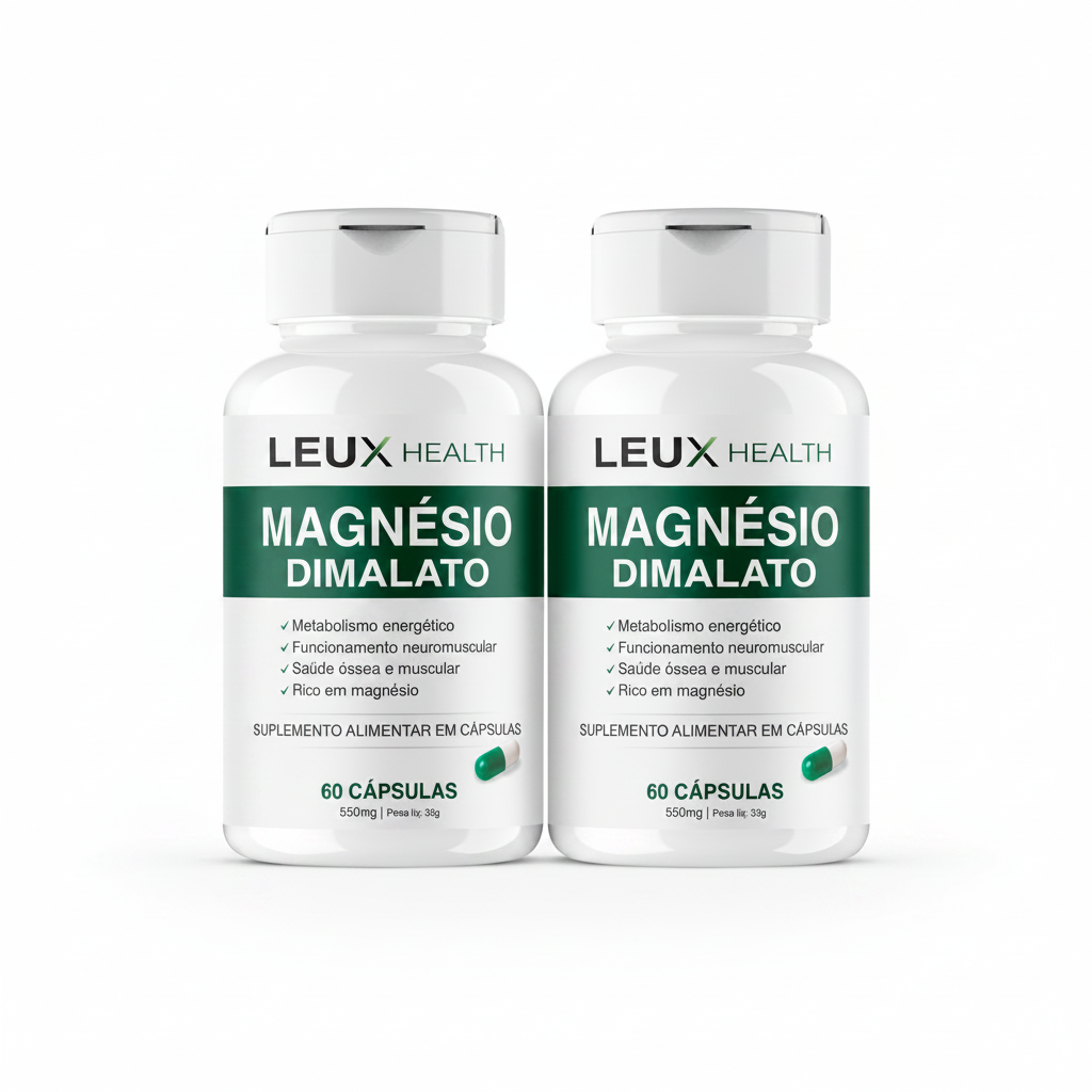 Kit 2x Magnésio Dimalato 550mg – 120 Cápsulas, Qualidade do sono, Recuperação Muscular, Foco e Disposição