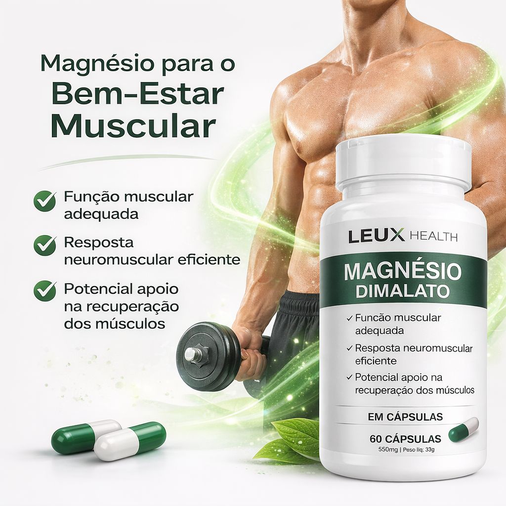 Kit 2x Magnésio Dimalato 550mg – 120 Cápsulas, Qualidade do sono, Recuperação Muscular, Foco e Disposição